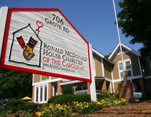 Ronald McDonald House sign on outside of house
